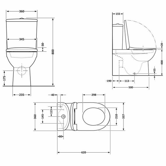 Унітаз підлоговий Qtap Stork Ultra Quiet 630×350×805 мм із сидінням Soft-close, White QTSTO27W49260 | Зображення 1