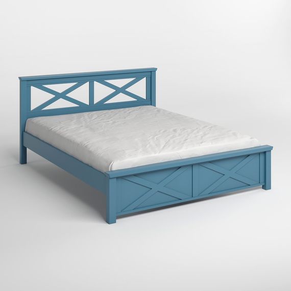 Двоспальне дерев'яне ліжко Mebigrand Прованс Н Сіро-синій (S7010R90B) 180х200 см (MBG-3137) | Зображення 1