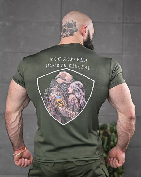 Тактична потоотводна футболка любов олива ДЛ6549