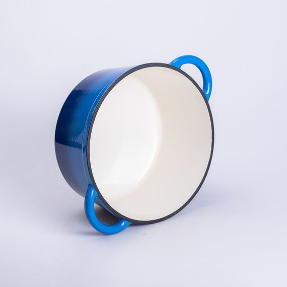 Набір чавунного посуду для приготування 3 каструлі та сковорода з емальованим покриттям Синій | Зображення 4