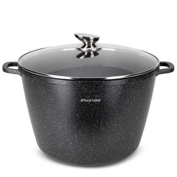 Каструля з кришкою Kamille KM-4485 28х8 см чорна