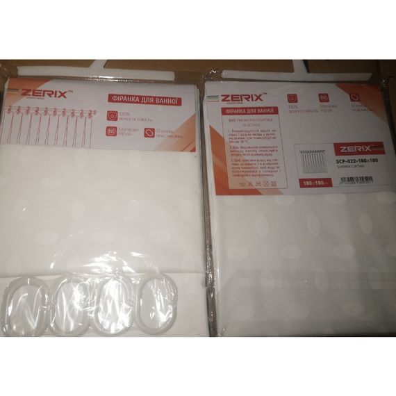 Шторка для ванної ZERIX SCP-022-180x180 з PEVA (поліетиленвінілацетату) (Колір білий 3-Д) (ZX6095) | Зображення 3