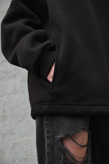 Оверсай худі толстовка на флісі з капюшоном та принтом Without Streetwear black | Зображення 6