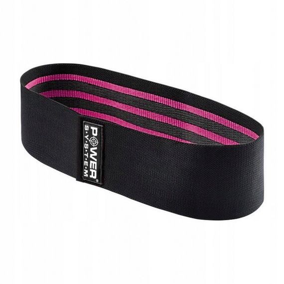 Тканева гумка для фітнесу та спорту Power System PS-4091 Booty Band LVL 1 Black/Pink (d_64 см. навантаження 18-23кг.)