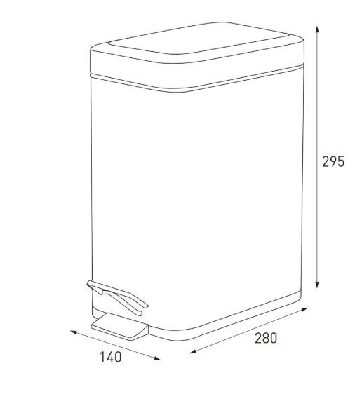 Відро для сміття Zerix Sansa-TC0105 Black з плавним закриттям, прямокутне, 5 л, чорний (ZX5894) | Зображення 1