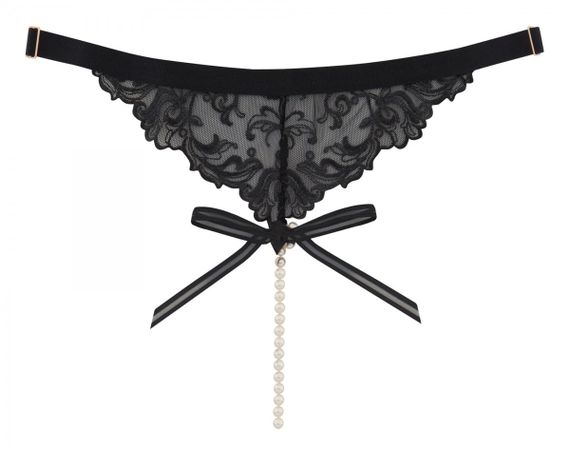 Шикарные трусики Bracli Vienna G-String с жемчугом, Черный, S, S, Маленький размер | Зображення 5