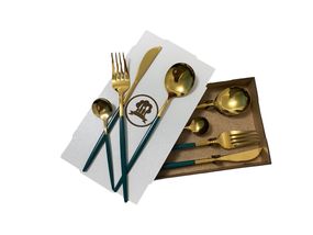 Набор столовых приборов Kitchen зелёный на 4 персоны