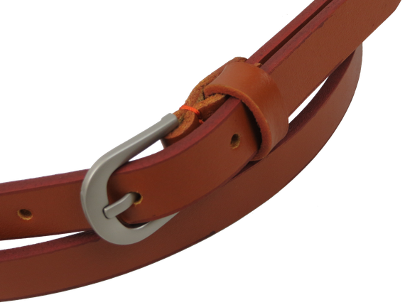 Вузький жіночий ремінь шкіряний Skipper карамельний 1,5 см | Зображення 1