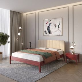 Полуторне дерев&#039;яне ліжко Mebigrand Лондон ДК Махонь/Аляска 23 (Бежевий) Б1 120х190 см