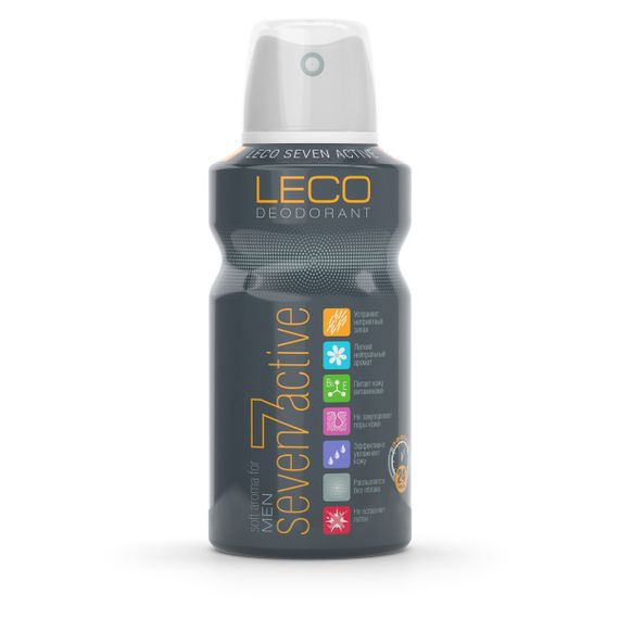 Дезодорант-антиперспірант для чоловіків LECO Seven Active Men аэрозольный баллон 150 мл