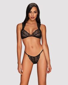 Комплект мереживної білизни Obsessive Elisetta set Black L / XL, Черный,  L/XL