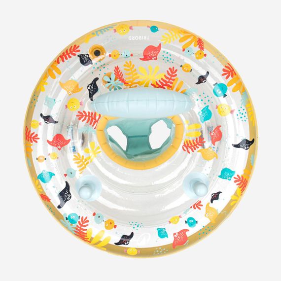 Надувний круг-крісло з ручками для немовлят 7-15 кг жовтий з принтом рибок - One Size | Зображення 1