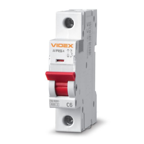 Автоматичний вимикач Videx RS4 1p 6A C 4.5kA VF-RS4-AV1C06