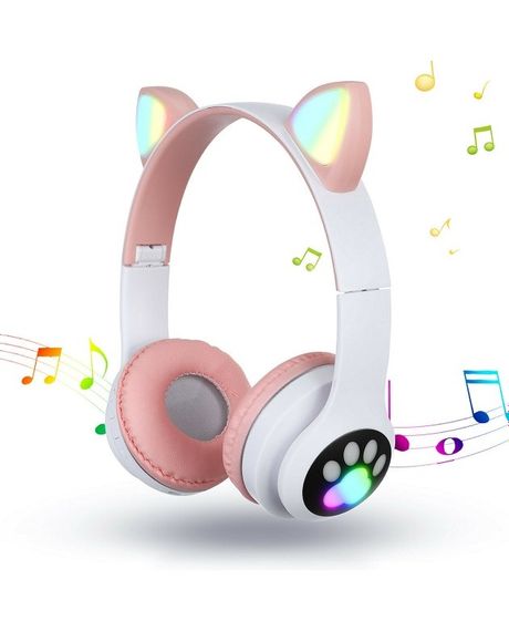 Навушники бездротові Cat Ear VZV-23M Bluetooth з RGB підсвіткою і котячими вушками Рожеві | Зображення 3