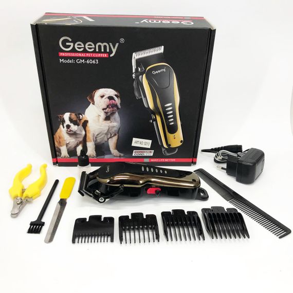 Машинка для стрижки животных Gemei GM 6063 + 4 насадки груминга ER-67 | Зображення 1