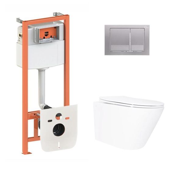 Готове рішення Qtap для ванної кімнати: підвісний унітаз Swan Ultra Quiet 520×360×320 + комплект інсталяції Nest 4 в 1