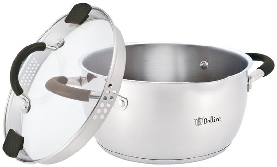 Каструля Bollire Trento BR-2404, 4. 7 л, 24 см, з нержавіючої сталі з кришкою, для всіх типів плит | Зображення 1
