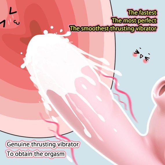 Вібратор-кролик BeYourLover Anita з вакуумом, фрикціями і підігрівом, рожевий, 22,2 × 8 см Sex Aura | Зображення 3