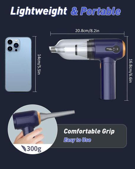 Портативний пилосос для всмоктування, видування, надування й накачування 4 в 1, 15000 Па, 7 насадок | Зображення 1