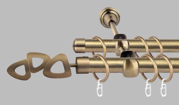 Карниз для штор дворядний металевий 19 мм, Літак (комплект) Антик 240 див.