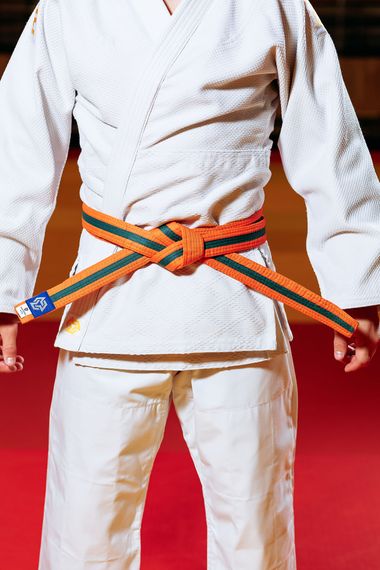 Помаранчево-зелений пояс для дзюдо ТМ "Kintayo", 160 зріст