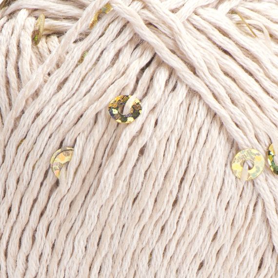 Yarnart COTTON GOLD PAILLETTES № 7104 бежевий Котон Голд Пайетка Пряжа бавовна з паєткою, нитки для в'язання | Зображення 1