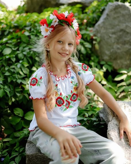 Вишиванка для дівчинки з коротким рукавом Носи своє 146 Білий (p-11555-125853) | Зображення 3