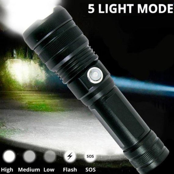 Ручной аккумуляторный светодиодный фонарь Police X-Balog BL-1827-P90 переносной с USB зарядкой оптическим зумом и металлическим корпусом + ремешок на руку | Зображення 3