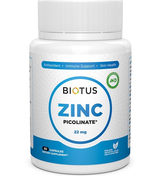 Микроэлемент Цинк Biotus Zinc Picolinate 22 mg 60 Caps BIO-530494
