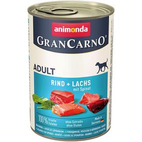 Вологий корм для дорослих собак Animonda GranCarno Original Adult яловичина та лосось зі шпинатом 400 г (4017721827546)