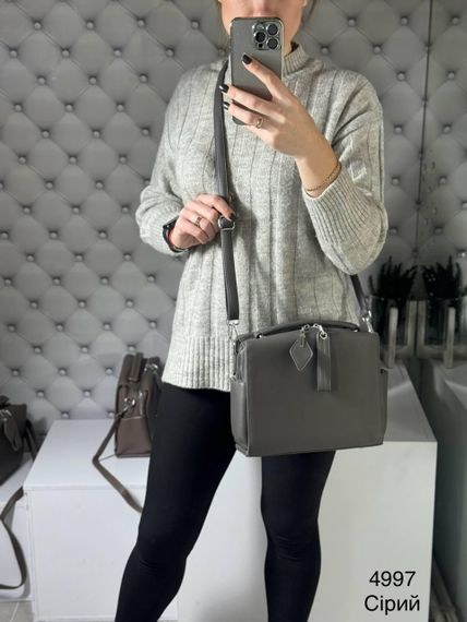 Сумка жіноча через плече крос-боді Сіра | Зображення 4