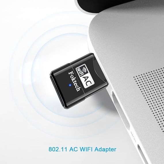 Foktech Wifi Dongle, AC600 802.11ac 2.4 5GHz Mini Wireless Network USB Wifi Adapter for PC Desktop Laptop Windows 11/10/8/7 | Зображення 5