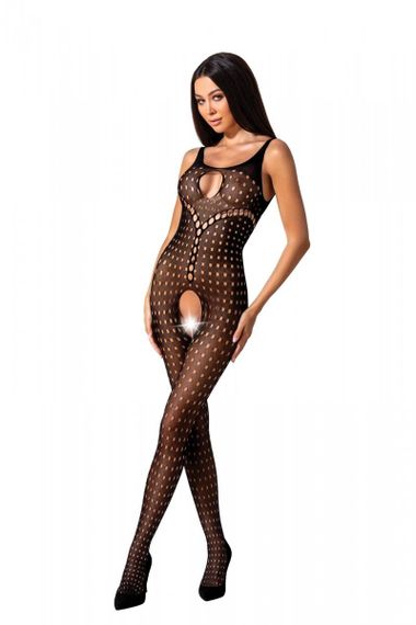 Бодистокинг синимым вырезом Passion BS078, Черный, S, M, L, S/M/L