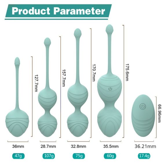 Набір вагінальних віброкульок Every Night Toys Hailey, 4 шт, з дистанційним пультом, бірюзовий sexstyle | Зображення 9