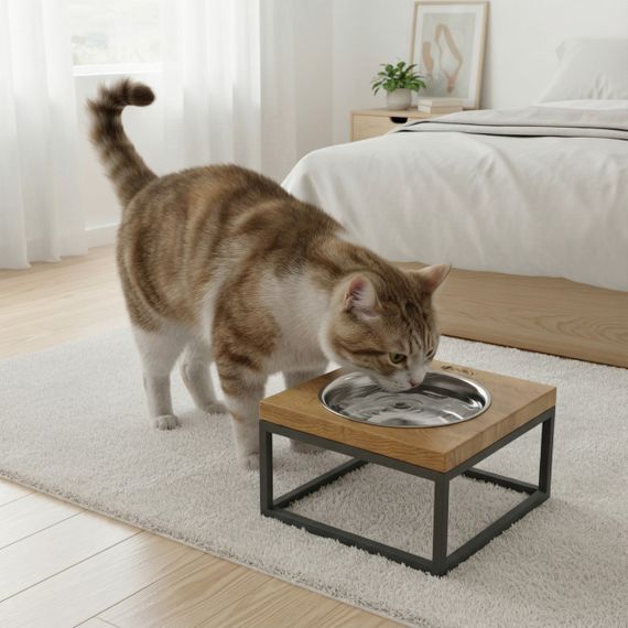 Миска на подставке для кошек и средних собак Hollky Base Solo M (1 × 0,8 л) Solo M-212110-GRNT | Зображення 1