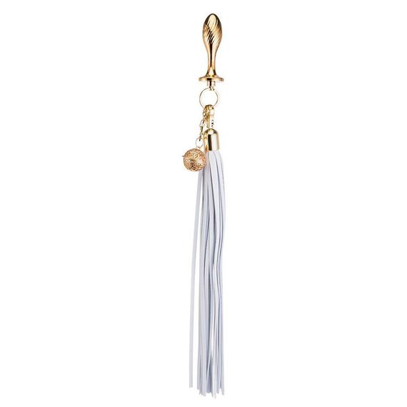 Металева анальна пробка Хвіст поні LOCKINK SEVANDA White Pony-Tail Anal Pear-shape Plug Sex Aura | Зображення 1