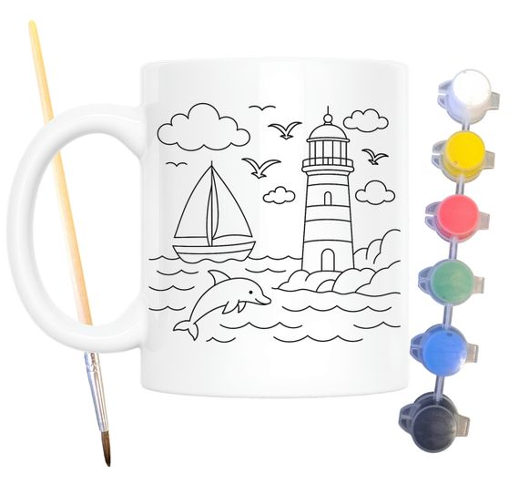 Набір для творчості кружка розмальовка Маяк 330 мл біла (КР0162) | Зображення 1