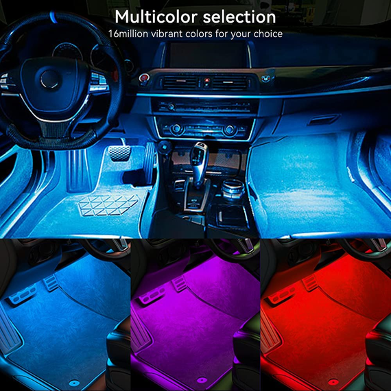 Автомобильная светодиодная ЛЕД подсветка RGB в салон автомобиля, Bluetooth управление | Зображення 5