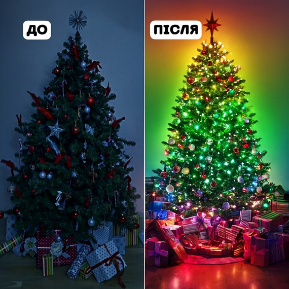Светодиодная RGB 10м гирлянда на елку или новогоднего декора в дом или на улицу водонепроницаемая IP65 с управлением SMART | Зображення 1