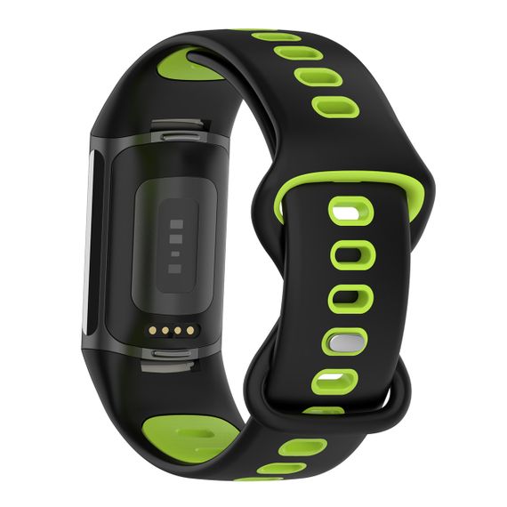 Силиконовый ремешок Primolux Sport для фитнес браслета Fitbit Charge 5 / Charge 6 - Black&Lime / размер М | Зображення 3