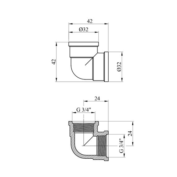 Угольник усиленный LexLine 3/4" ВВ латунный УК0102-В | Зображення 1