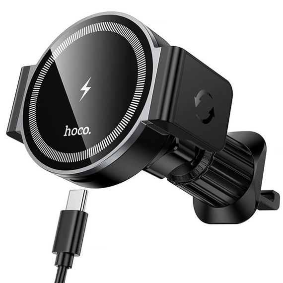 Автодержатель с БЗУ Hoco HW35 Power 15W (air outlet) Black