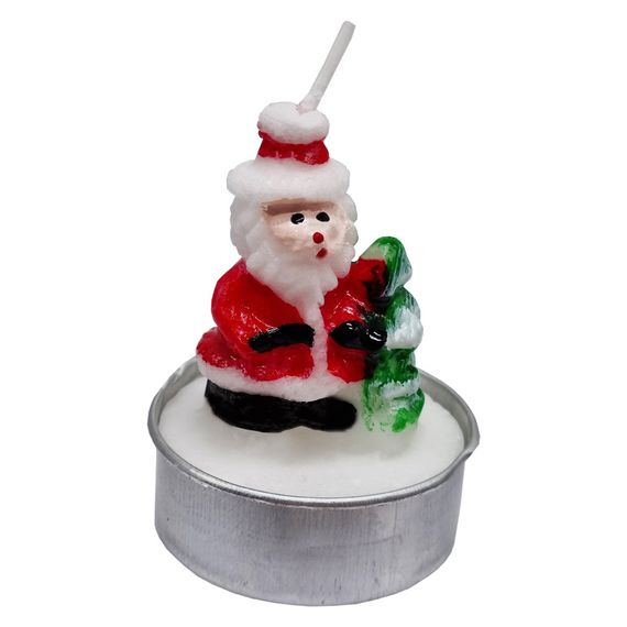 Новогодняя свеча "Санта Клаус с елкой" Bambi 10-81-4 размер свечи 3,5х5 см