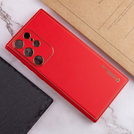 Кожаный чехол Xshield для Samsung Galaxy S23 Ultra Красный / Red | Зображення 3