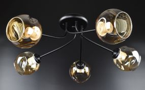 Люстра стельова на 5 лампочок 26521 Чорний 22х65х65 см.