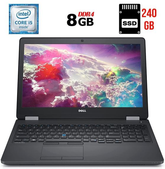 Ноутбук Б-класс Dell Latitude E5570 / 15.6" (1920x1080) IPS / Intel Core i5-6300U (2 (4) ядра по 2.4 - 3.0 GHz) / 8 GB DDR4 / 240 GB SSD / Intel HD Graphics 520 / WebCam / HDMI / Windows 10 б/у