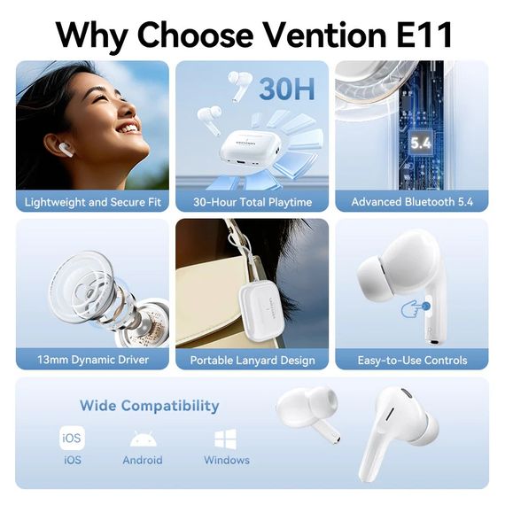 Навушники TWS Vention Elf Earbuds ECHO LITE E11 White | Зображення 4