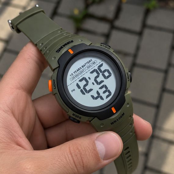 Чоловічий годинник Skmei 1560 Green-Orange | Зображення 5