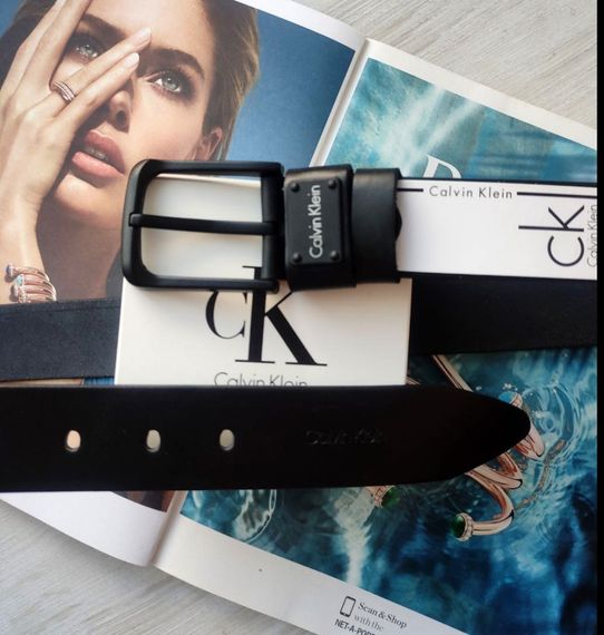 Кожаный ремень с черной пряжкой Calvin Klein black | Зображення 2