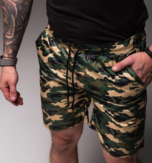Мужские легкие шорты из плащевки внутри с сеткой RA2040, цвет каммуфляж, размер XL | Зображення 1
